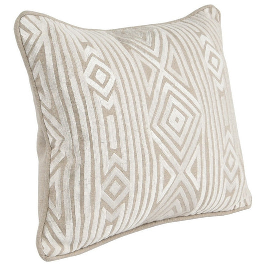 12 x 16 Square Linen Accent Throw Pillow, Tribal Accent, Piped Edges, Ivory By Casagear Home