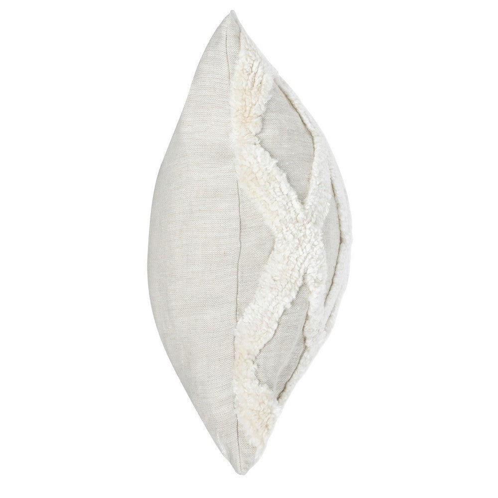 16 x 36 Lumbar Linen Accent Throw Pillow Tufted Diamonds Ivory White By Casagear Home BM283668