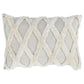 14 x 20 Lumbar Linen Accent Throw Pillow, Tufted Diamond Pattern, Ivory By Casagear Home