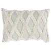 Lumbar Linen Accent Throw Pillow | 14 x 20 | Tufted Diamond Pattern | Ivory