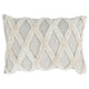 Lumbar Linen Accent Throw Pillow | 14 x 20 | Tufted Diamond Pattern | Ivory