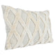 14 x 20 Lumbar Linen Accent Throw Pillow Tufted Diamond Pattern Ivory By Casagear Home BM283678