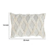 14 x 20 Lumbar Linen Accent Throw Pillow Tufted Diamond Pattern Ivory By Casagear Home BM283678