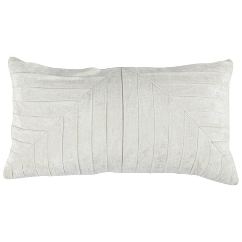 Lumbar Accent Throw Pillow | 14 x 26 | Hand Pleated | Vintage | Ivory White