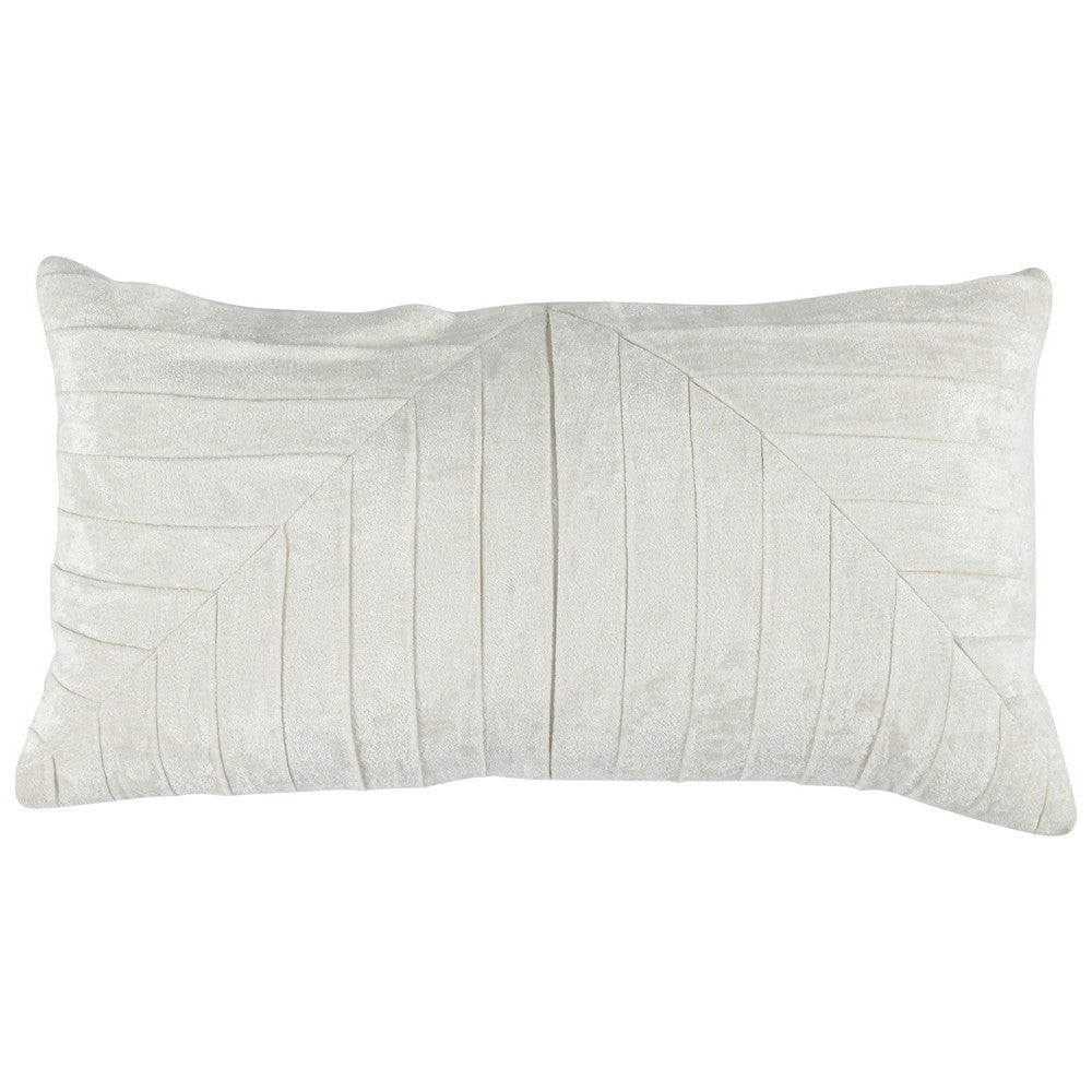 Lumbar Accent Throw Pillow | 14 x 26 | Hand Pleated | Vintage | Ivory White