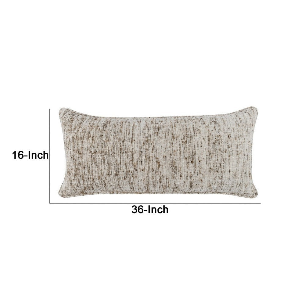 16 x 36 Accent Lumbar Throw Pillow High Low Texture Woven Fabric Ivory By Casagear Home BM283681