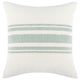 Square Linen Accent Throw Pillow | 22" | Stripe Design | Eucalyptus White