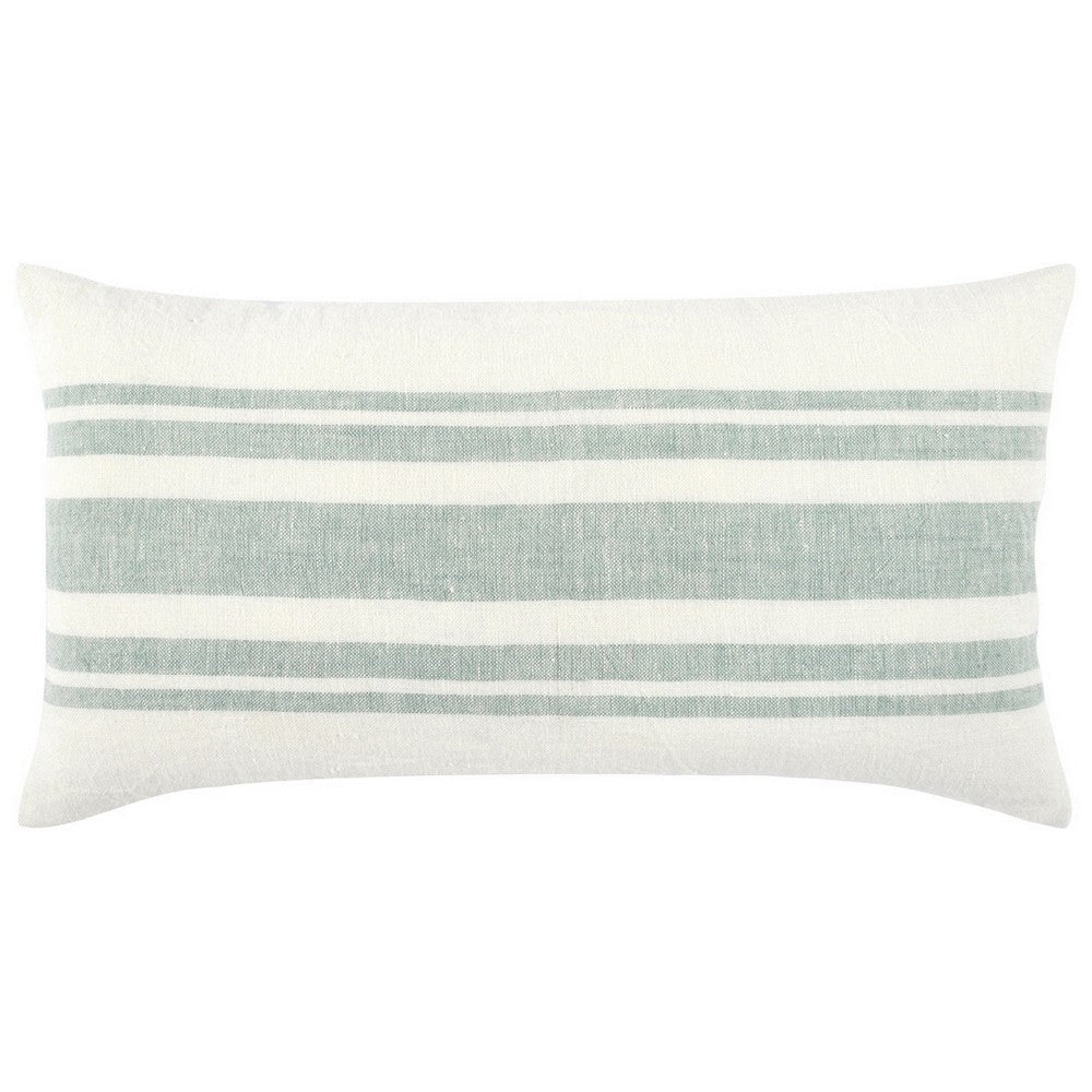 Accent Lumbar Throw Pillow | 14 x 26 | Stripe Design | Eucalyptus Green White