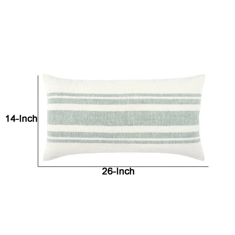 14 x 26 Accent Lumbar Throw Pillow Stripe Design Eucalyptus White Green By Casagear Home BM283688