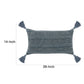 14 x 26 Lumbar Throw Pillow Handwoven Stripes Cotton Linen Tassels Blue By Casagear Home BM283691