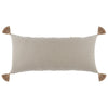 16 x 36 Lumbar Throw Pillow Diamond Jute Cotton Cover Tassels Brown By Casagear Home BM283697