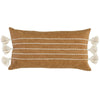Karen Lumbar Throw Pillow | 14 x 26 | Tassels | Light Brown White Stripes