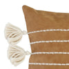 Karen 14 x 26 Lumbar Throw Pillow Tassels Light Brown with White Stripes By Casagear Home BM283711