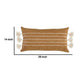 Karen 14 x 26 Lumbar Throw Pillow Tassels Light Brown with White Stripes By Casagear Home BM283711