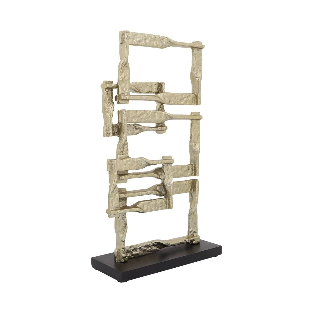 Jodie 23 Inch Metal Modern Accent Decor, Stacked Squares, Block Base, Gold By Casagear Home
