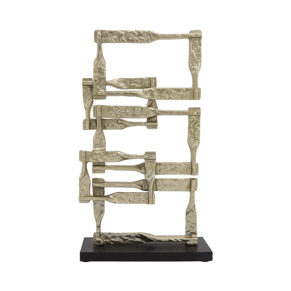 Jodie 23 Inch Metal Modern Accent Decor Stacked Squares Block Base Gold By Casagear Home BM283752