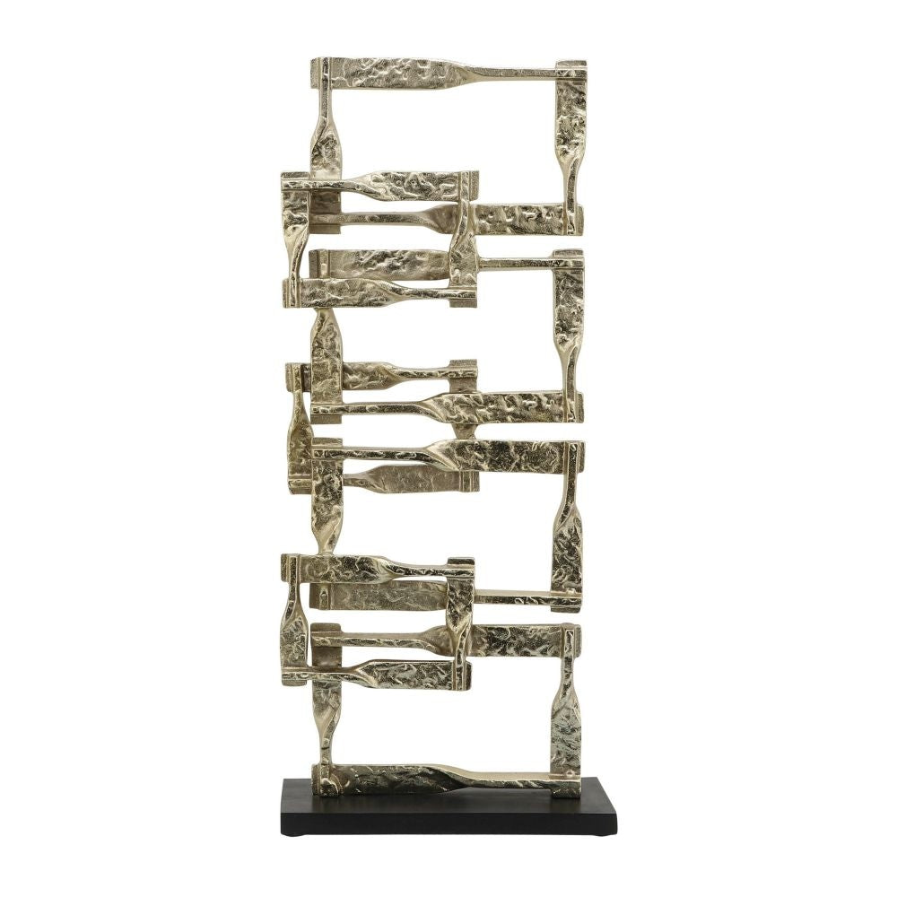 Jodie 27 Inch Metal Modern Accent Decor Stacked Squares Block Base Gold By Casagear Home BM283758