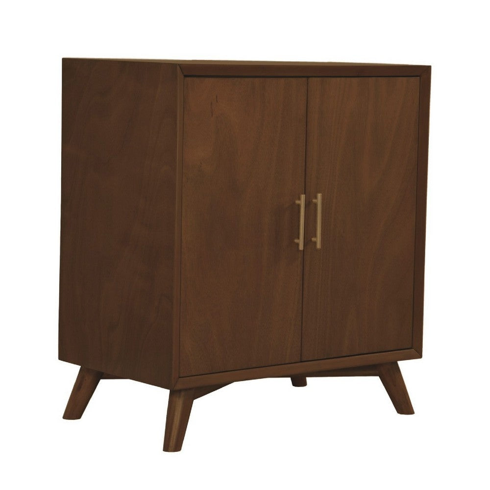Ian Bar Cabinet | 36" | 2 Doors | Mahogany Wood | Wine Rack | Walnut Brown