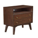 Ian Nightstand | 28" | 2 Drawers | Open Cubby | Mahogany Wood | Walnut Brown