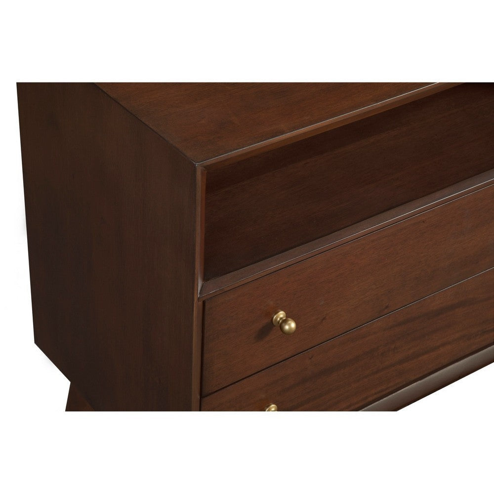 Ian 28 Inch 2 Drawer Nightstand Open Cubby Mahogany Wood Walnut Brown By Casagear Home BM283835