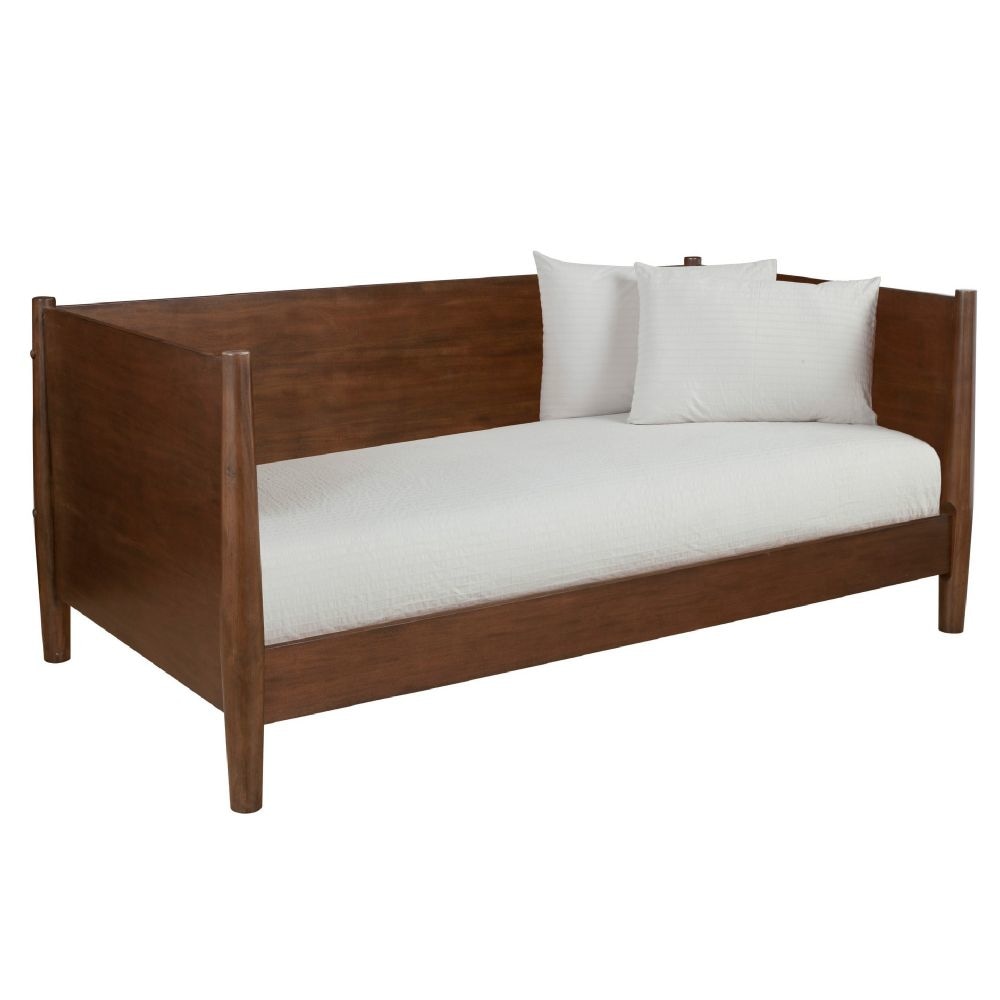 Ian Midcentury Modern Twin Size Daybed, Mahogany Wood, Warm Walnut Brown By Casagear Home