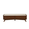Ian 59 Inch 2 Drawer Accent Bench Beige Seat Mahogany Wood Walnut Brown By Casagear Home BM283855