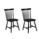 Ray 18 Inch Dining Side Chair Rubberwood Windsor Back Set of 2 Black By Casagear Home BM283868