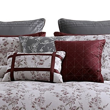 Sofia 10 Piece Polyester King Comforter Set Orchid Flower Print Red White By Casagear Home BM283870