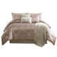 Eve 10 Piece Full Size Poly Velvet Comforter Set, Foil Pattern, Blush Pink By Casagear Home