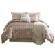 Eve Queen Comforter Set | 10 Piece | Poly Velvet | Foil Pattern | Blush Pink