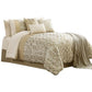 Elia 10 Piece King Polyester Comforter Set, Lattice Pattern, Cream, Gold By Casagear Home