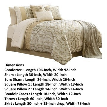Elia 10 Piece King Polyester Comforter Set Lattice Pattern Cream Gold By Casagear Home BM283881