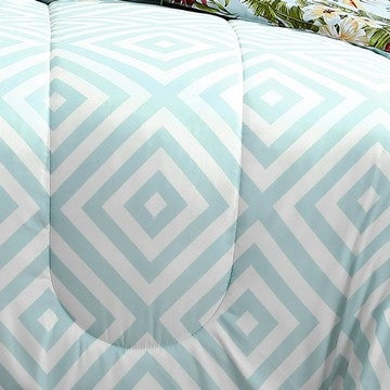 Elia 8 Piece Polyester Queen Comforter Set Tropical Design Green White By Casagear Home BM283884
