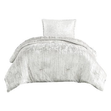 Jay Twin Comforter Set | 2 Piece | Polyester Velvet | Deluxe Texture | White