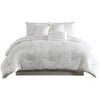 Jay Queen Comforter Set | 7 Piece | White Polyester Velvet Deluxe Texture