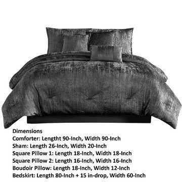 Jay 7 Piece Queen Comforter Set Polyester Velvet Deluxe Texture Gray By Casagear Home BM283896
