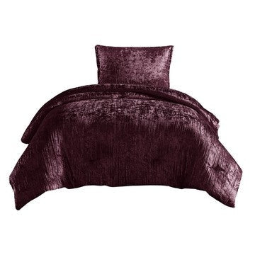 Jay Twin Comforter Set | 2 Piece | Purple Polyester Velvet Deluxe Texture