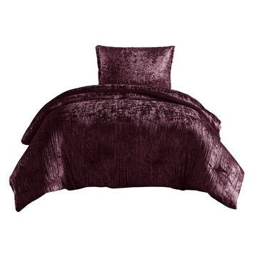 Jay 2 Piece Twin Comforter Set, Purple Polyester Velvet Deluxe Texture By Casagear Home