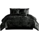 Jay Queen Comforter Set | 7 Piece | Black Polyester Velvet Deluxe Texture