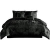 Jay 7 Piece Queen Comforter Set, Black Polyester Velvet Deluxe Texture By Casagear Home