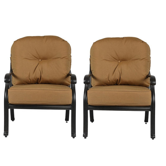 Zoe 28 Inch Outdoor Patio Club Chair, Cushion, Set of 2, Aluminum, Brown By Casagear Home