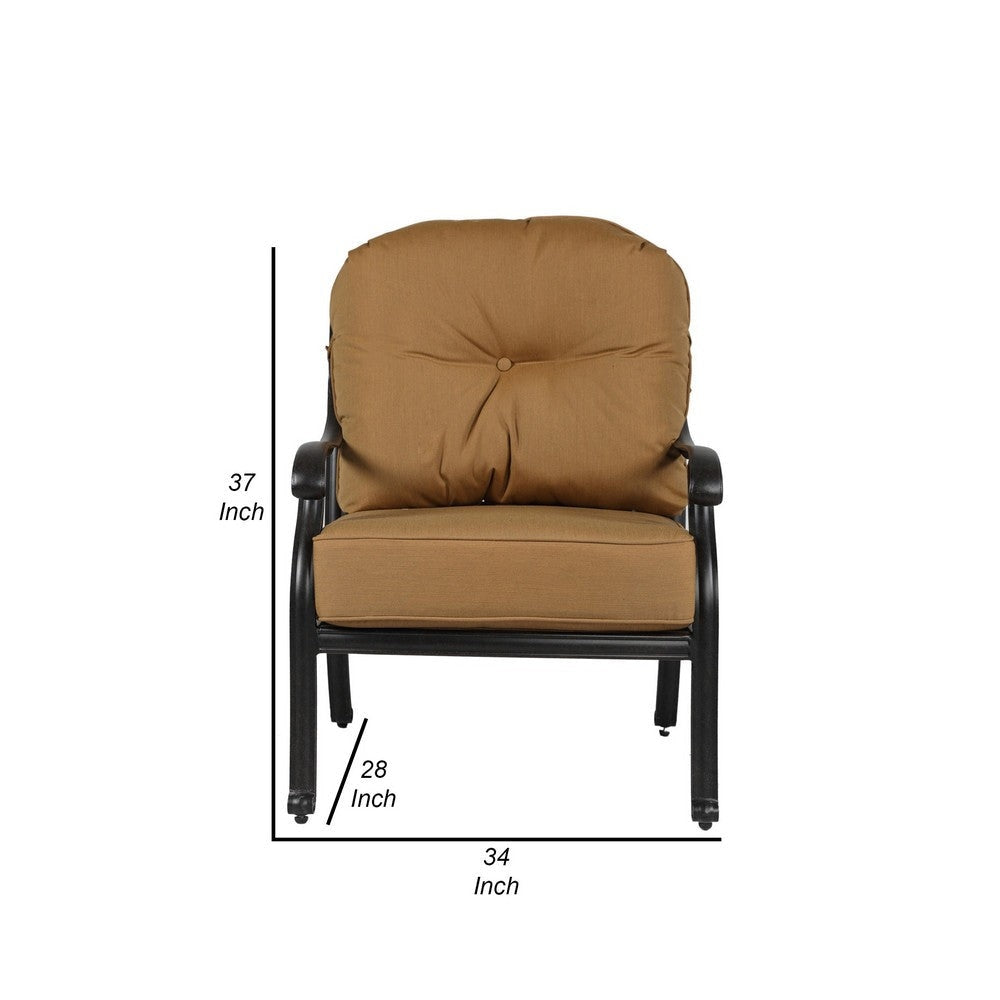 Zoe 28 Inch Outdoor Patio Club Chair Cushion Set of 2 Aluminum Brown By Casagear Home BM283991