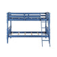 Alice Classic Twin Bunk Bed with Ladder Guard Rail Carved Legs Blue By Casagear Home BM284021
