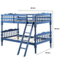 Alice Classic Twin Bunk Bed with Ladder Guard Rail Carved Legs Blue By Casagear Home BM284021