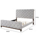 Liza Wood Modern King Size Bed Button Tufted Brown Frame Beige Fabric By Casagear Home BM284030