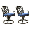 Wynn Modern Patio Dining Swivel Chair | 25" | Cushion | Set of 2 | Blue