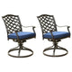 Wynn Modern Patio Dining Swivel Chair | 25" | Cushion | Set of 2 | Blue