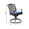 Wynn 25 Inch Modern Patio Dining Swivel Chair with Cushion Set of 2 Blue By Casagear Home BM284153