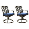 Wynn 25 Inch Modern Patio Dining Swivel Chair with Cushion, Set of 2, Blue By Casagear Home