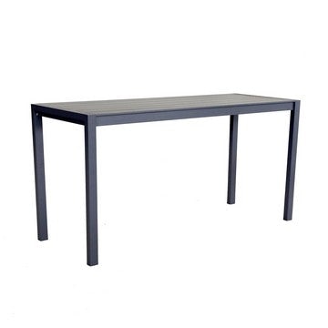 Carlo 80 Inch Outdoor Bar Table, Cast Aluminum, Powder Coated, Slate Gray By Casagear Home